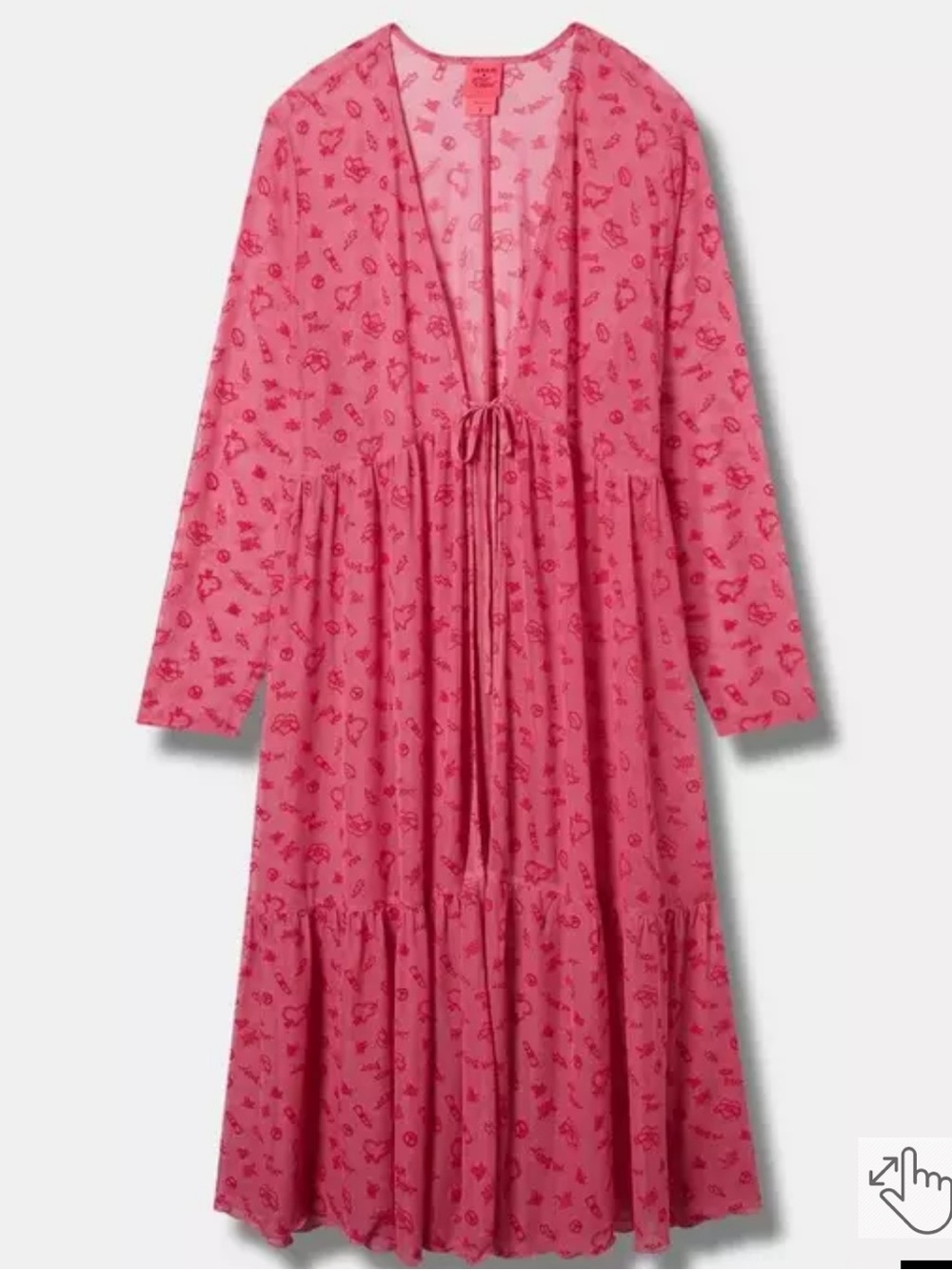 torrid x Betsey Johnson Mesh Kimono Tie Front Sheer Size 4 - Picture 3 of 16